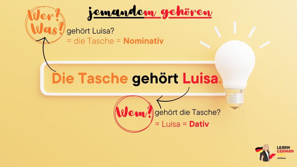 Beispielsatz Verb mit Dativ: jemandem gehören