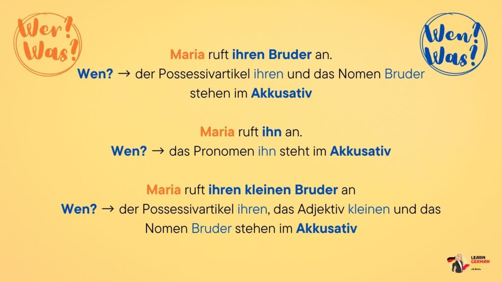 Beispielsätze Verben mit Akkusativ
