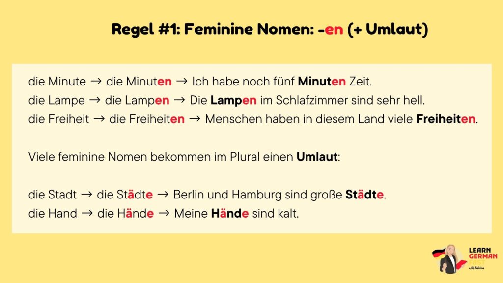 Plural im Deutschen feminine Nomen