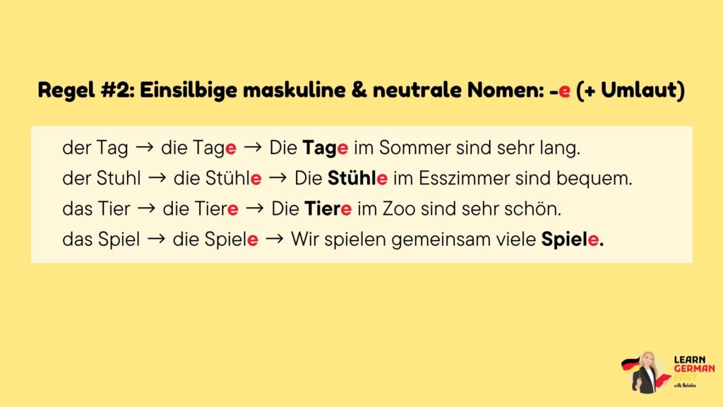 Plural im Deutschen: maskuline und neutrale Nomen
